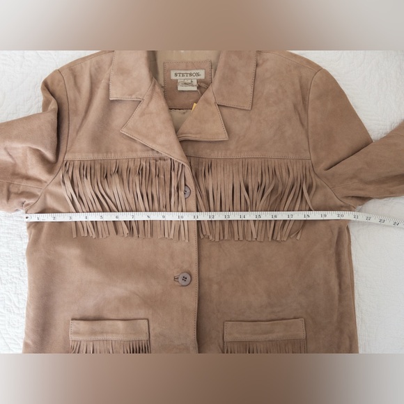 NWT Stetson Fringe Suede Leather Jacket Light Tan Size L - Picture 13 of 16